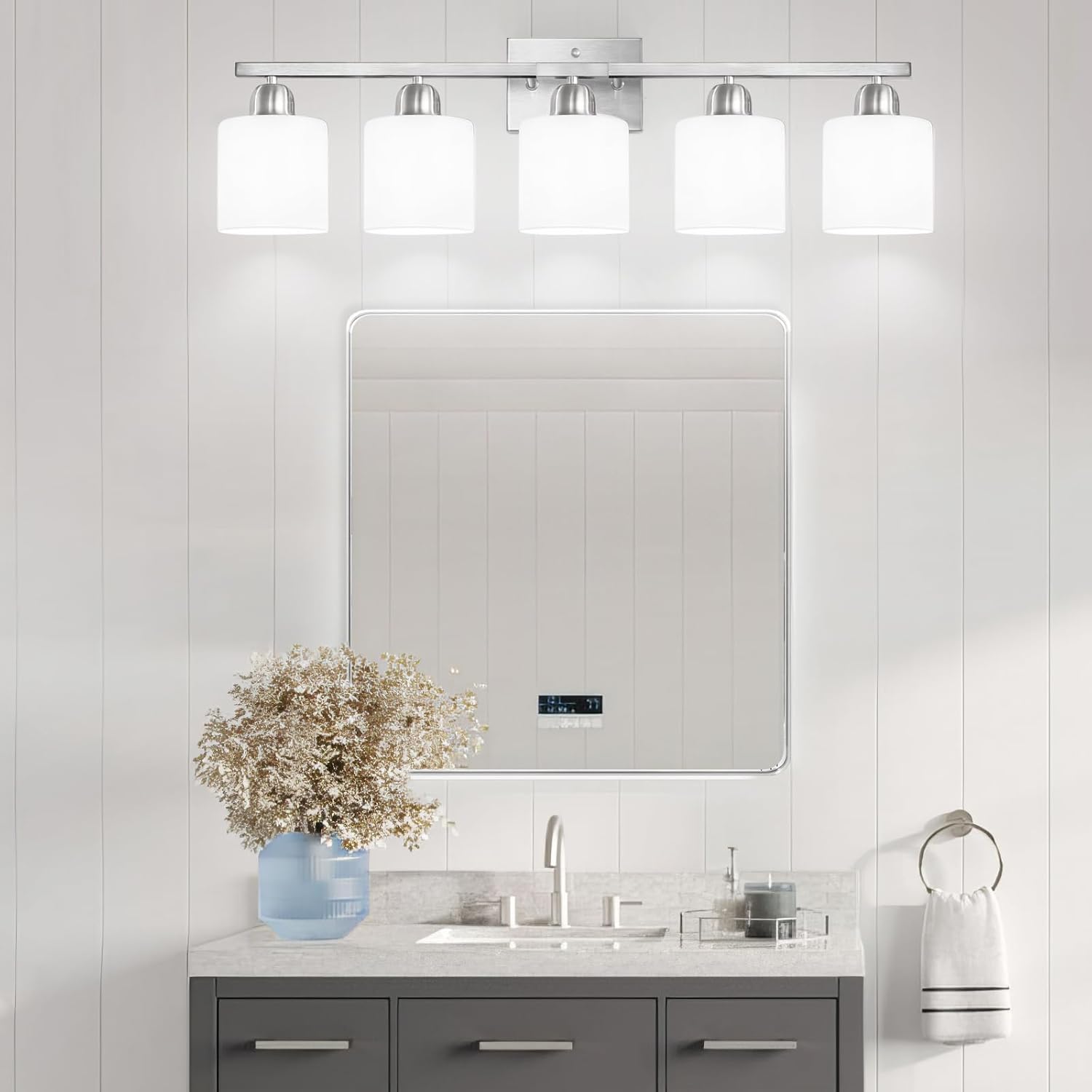 FAISHILAN 5-Light Vanity Light with Frosted Glass Shade