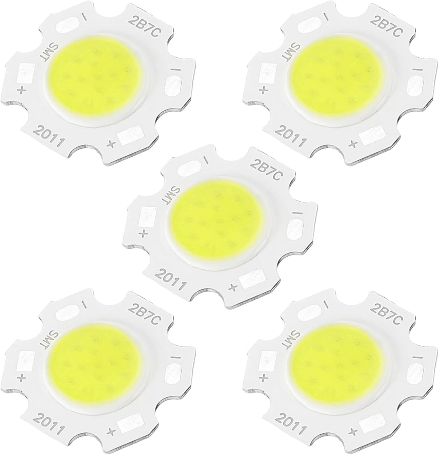 MECCANIXITY COB LED 20mm 7W White Light Chip Beads Pack of 5