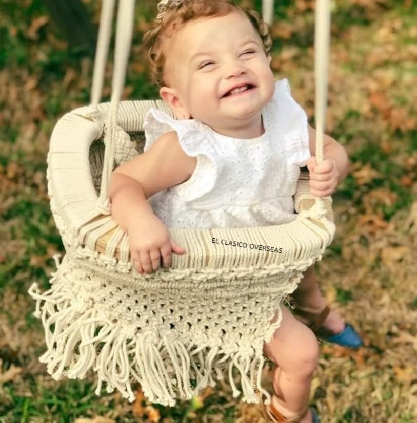 Handmade Macrame Baby Swing Natural Rope Hammock for Kids