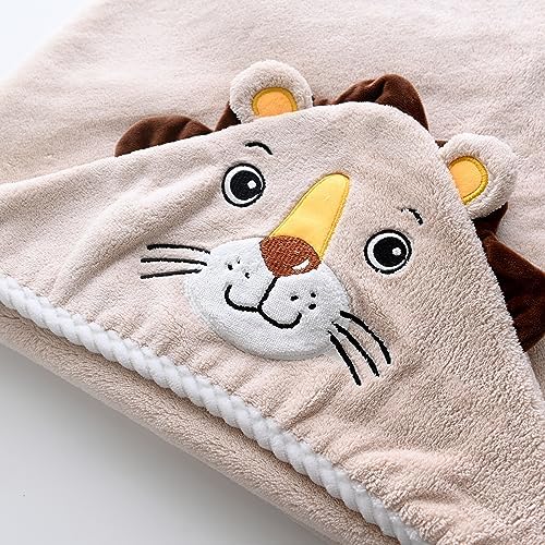 Jay Ava Plush Brown Lion Hooded Towel 315x315
