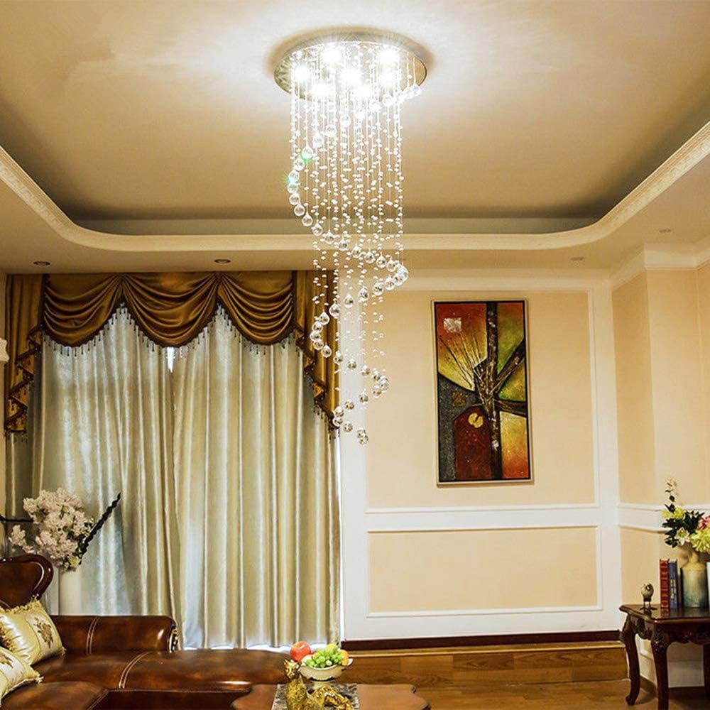 TSWF Single Spiral Crystal Chandelier with LED Light 1