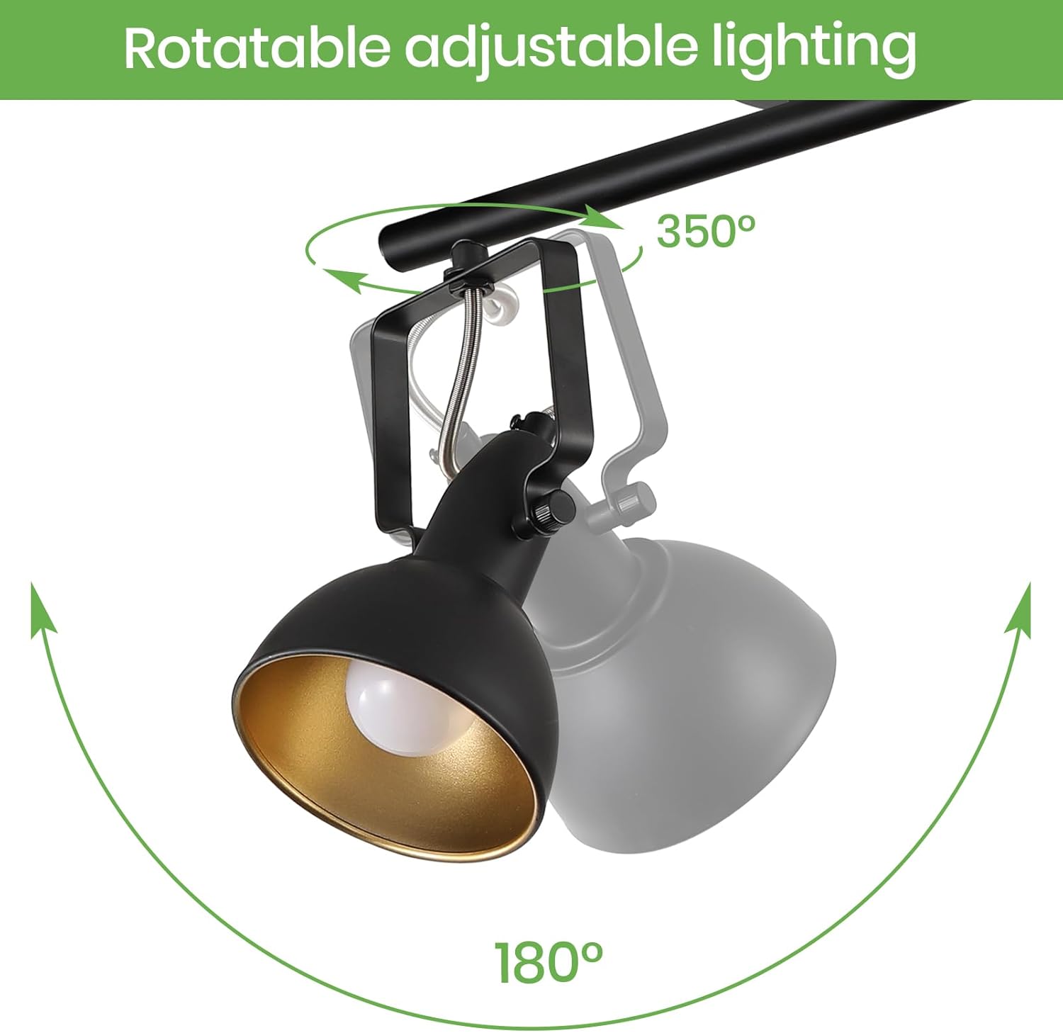 MUEOF Industrial 3-Light Track Lighting Black Ceiling Spotlight