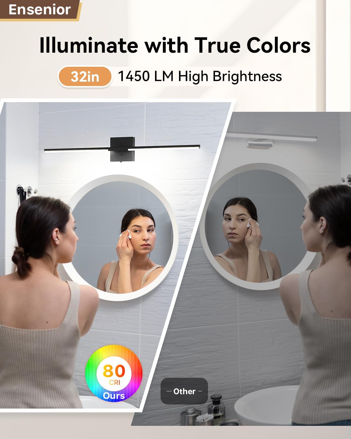 Ensenior 32 Inch Dimmable Vanity Light with 5CCT