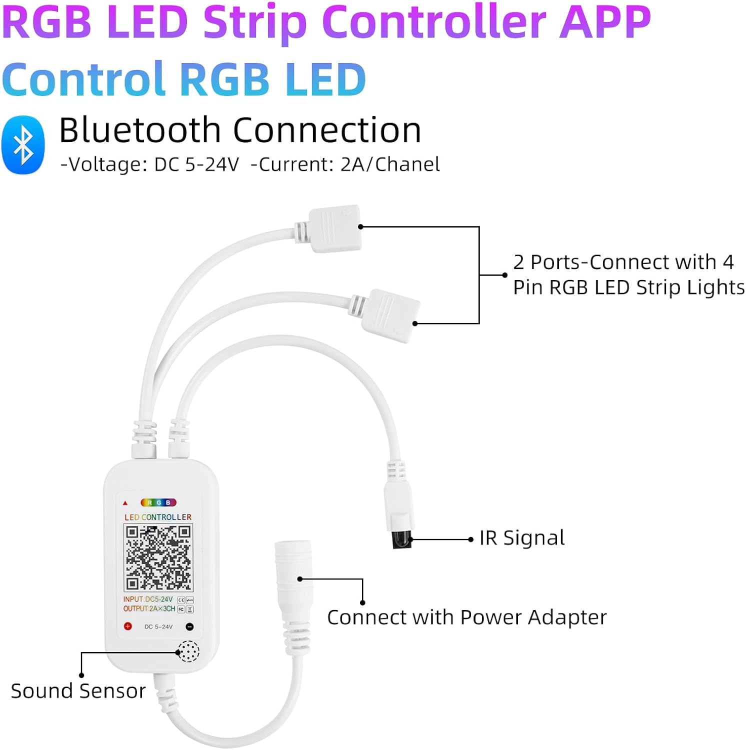 RGBZONE Bluetooth RGB LED Controller with 40-Keys IR Remote