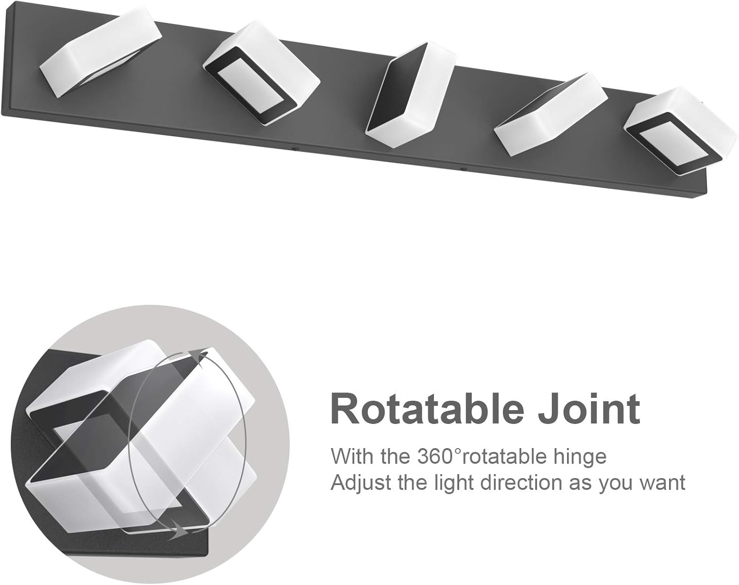 Ralbay 5 Light Modern Black Vanity Lights Over Mirror 1