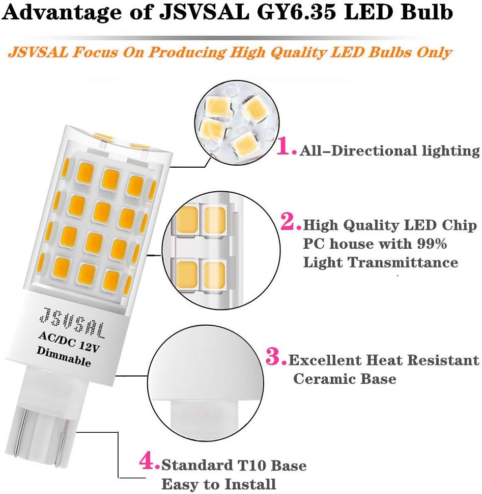 T5 T10 Wedge Base LED Bulb 6W 650lm 4-Pack