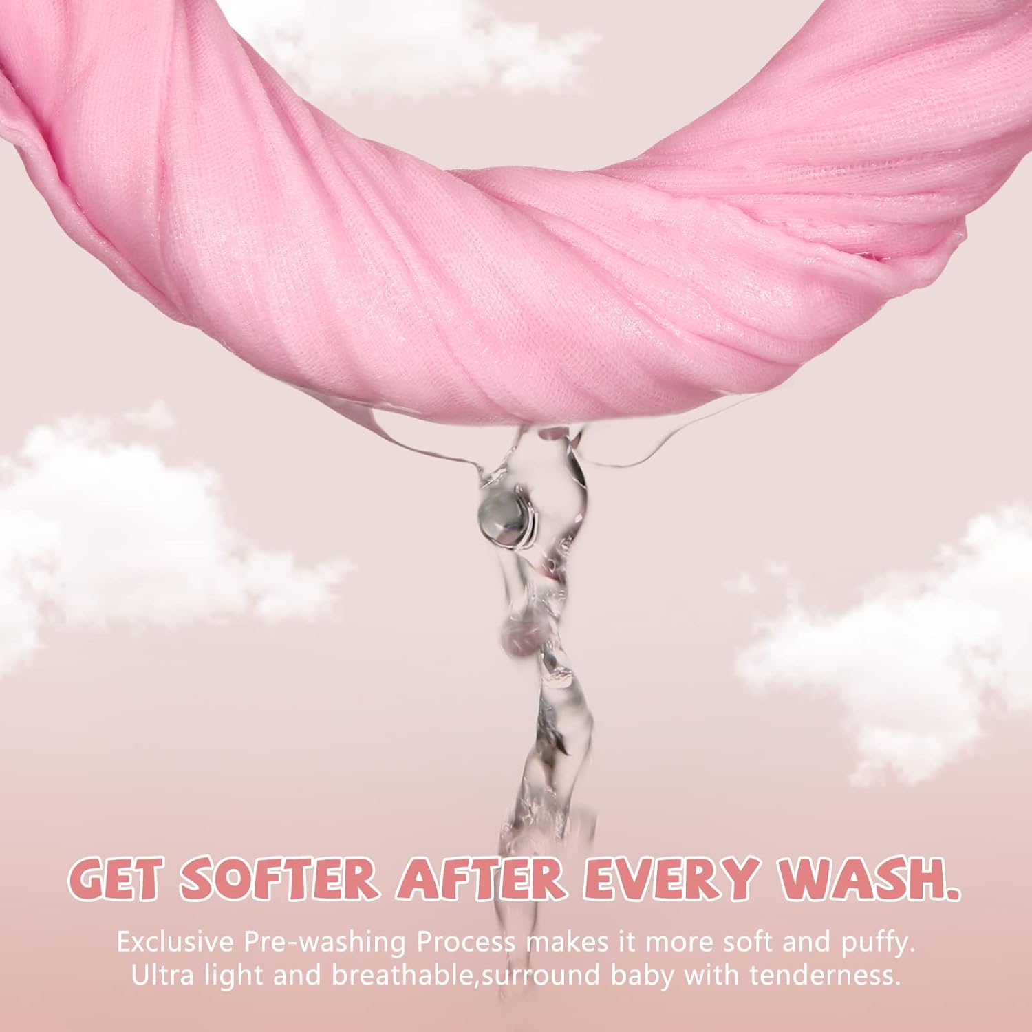 MUKIN Baby Washcloths and Burp Cloths 6 Pack 12x12 Inches Pink