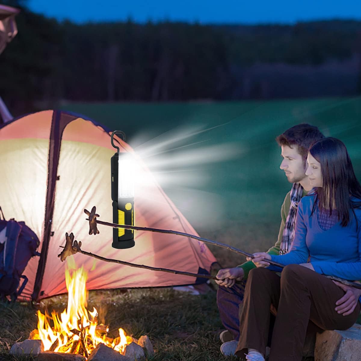 HEDAQI Rechargeable LED Work Light with Magnetic Hook and Swivel Base