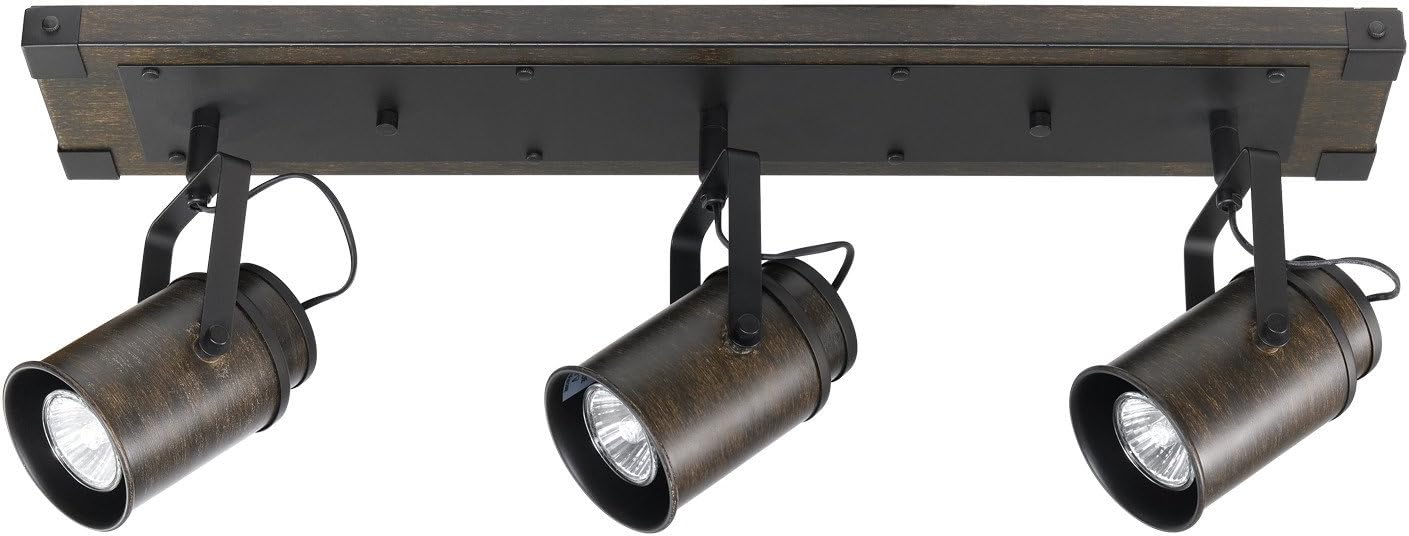 Globe Electric 3-Light Track Lighting with Dark Wood and Metal Finish