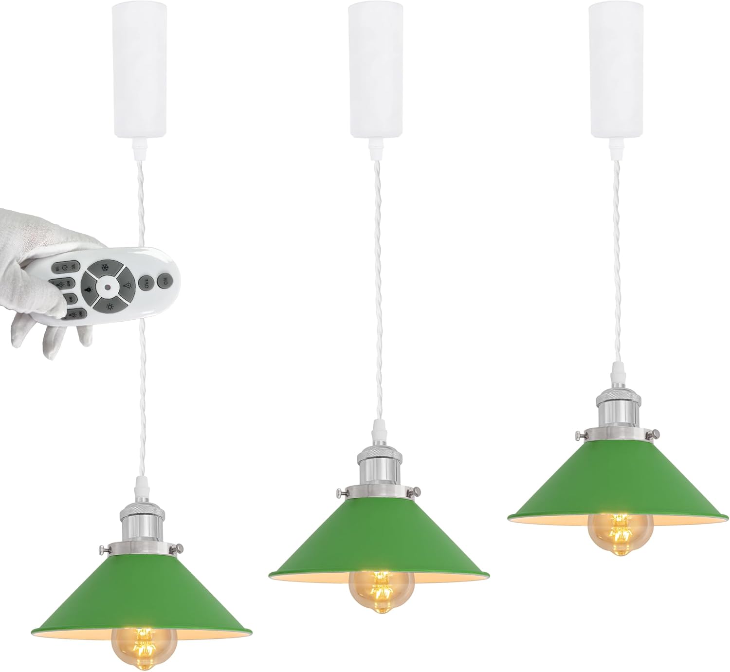 Adjustable Height H Track Pendant Light with Remote Control and Dimmable Bulbs