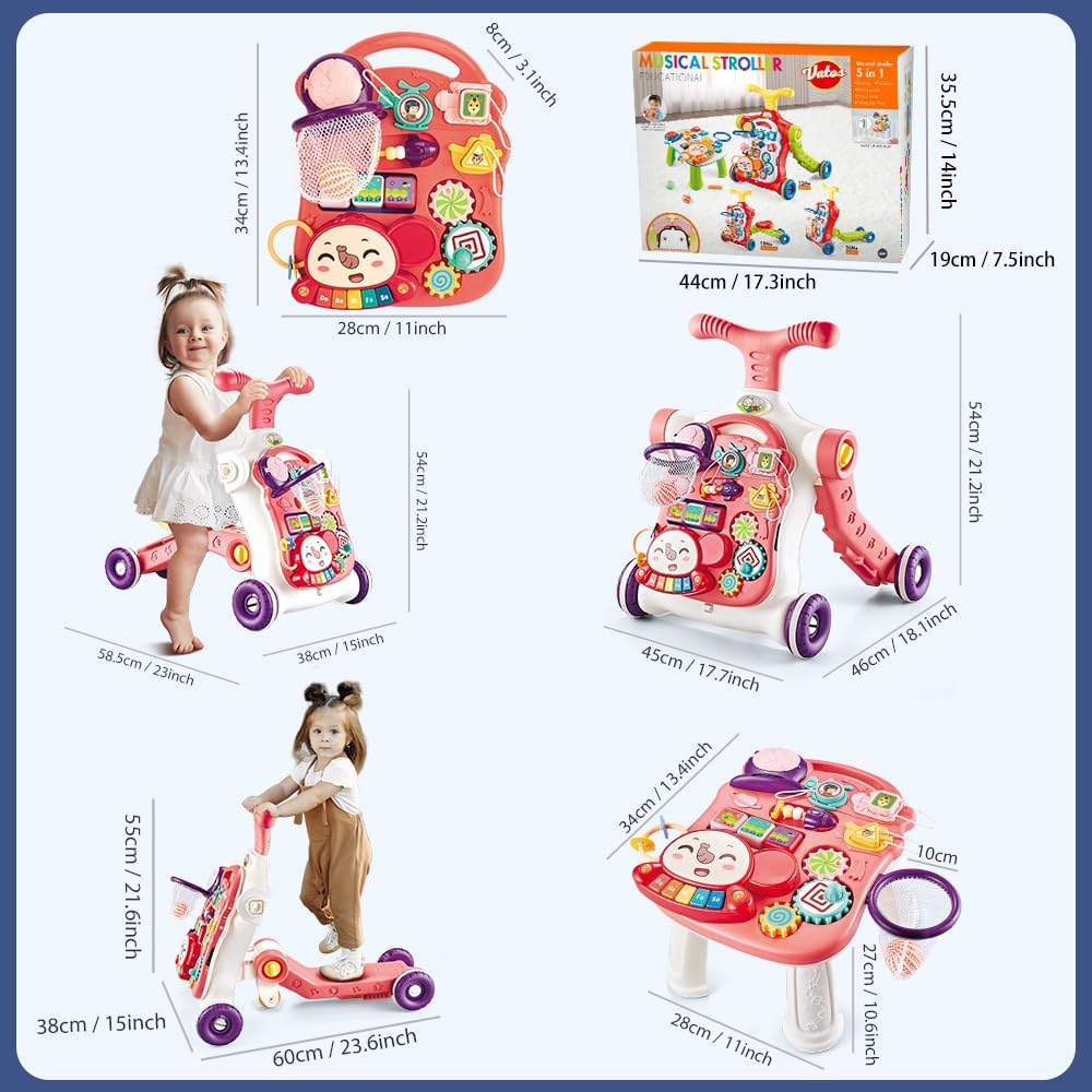 VATOS 5 in 1 Sit-to-Stand Learning Walker for Toddlers
