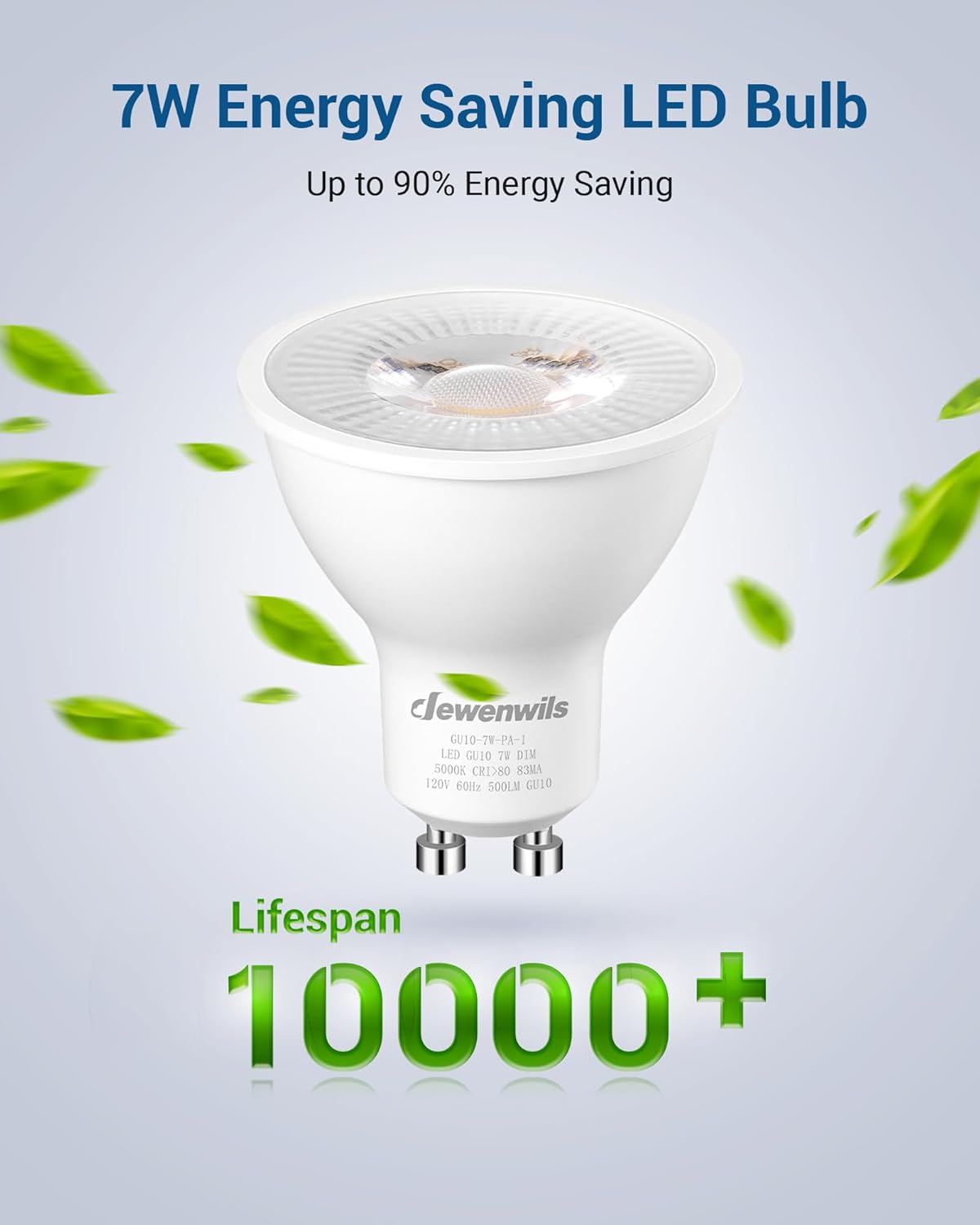 DEWENWILS 10-Pack Dimmable GU10 LED Bulbs 5000K 7W 500LM