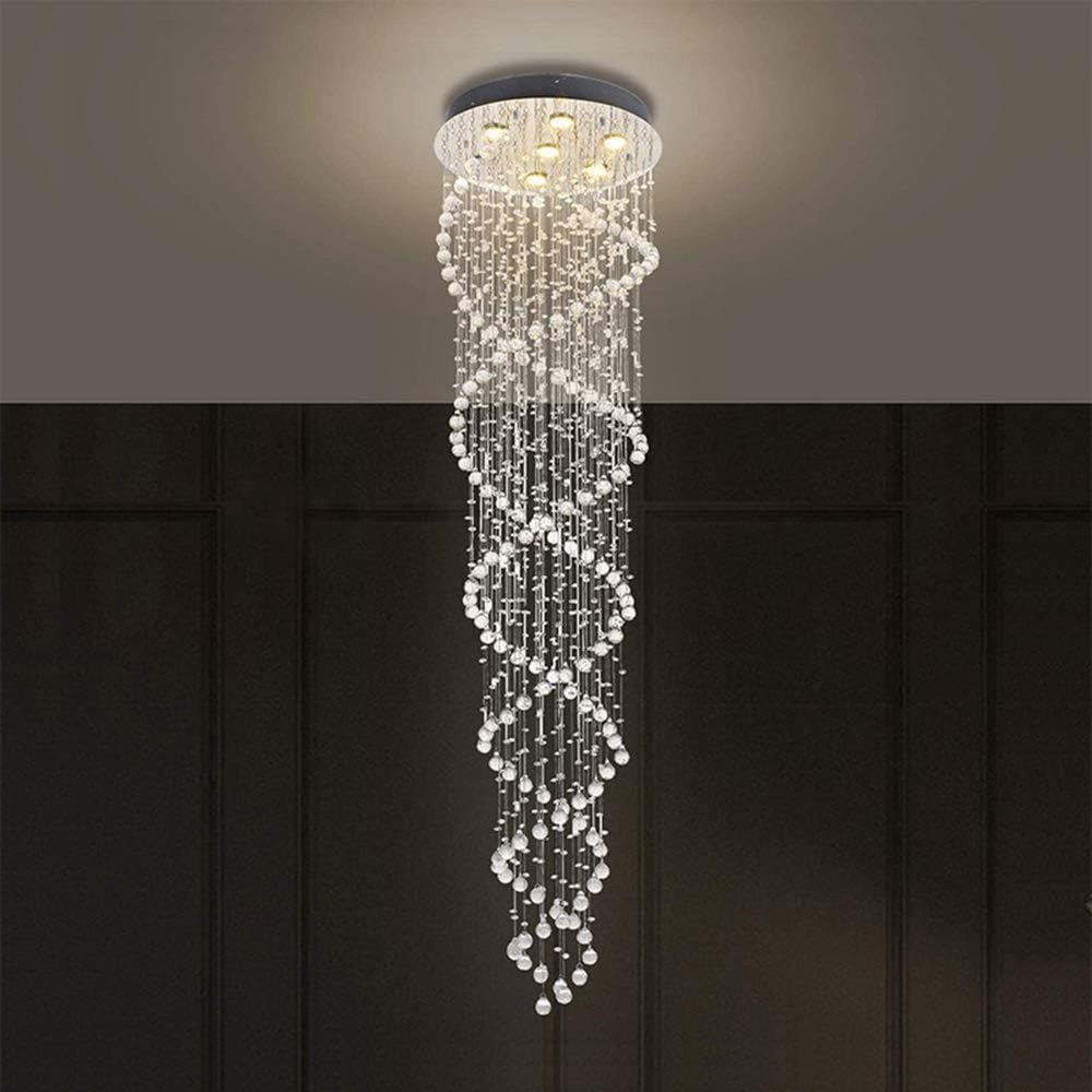 LED Hanging Chandelier with Double Spiral Crystal Design