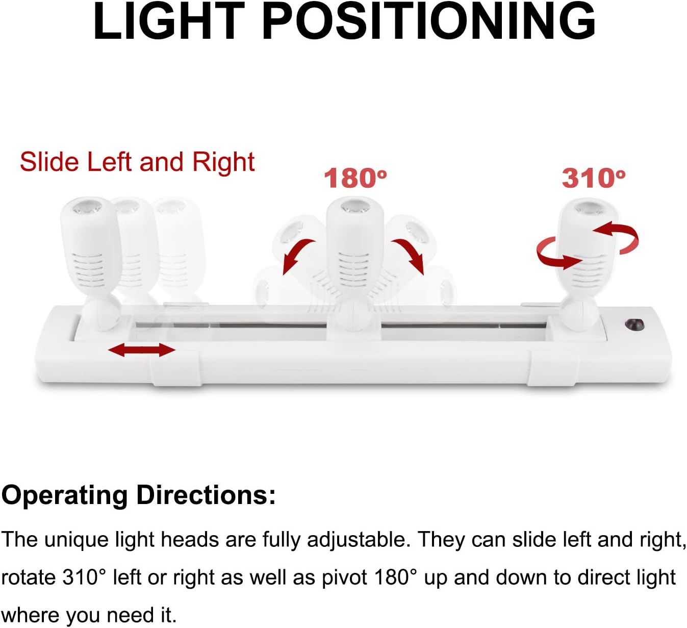 HONWELL Track Light with 3 Rotatable LED Heads