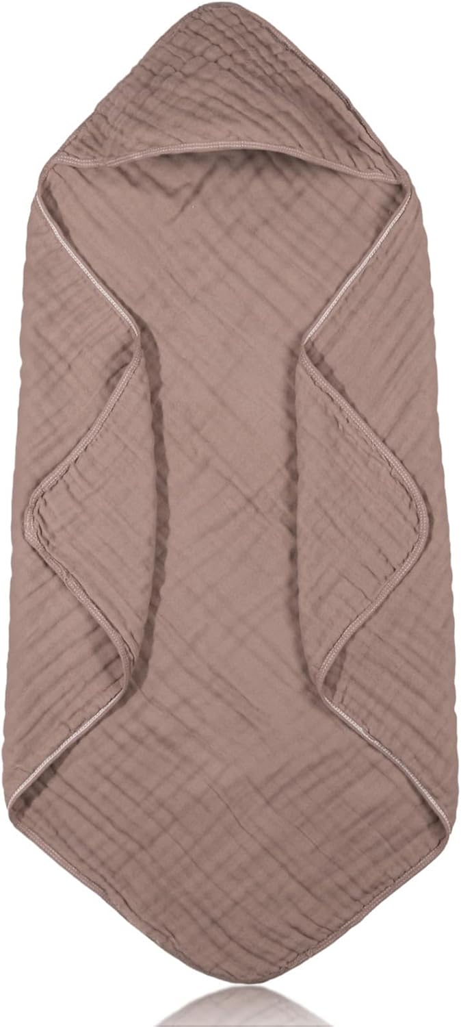 Peryiter Muslin Hooded Baby Towel 32x32 Inch Cotton Towel for Newborn