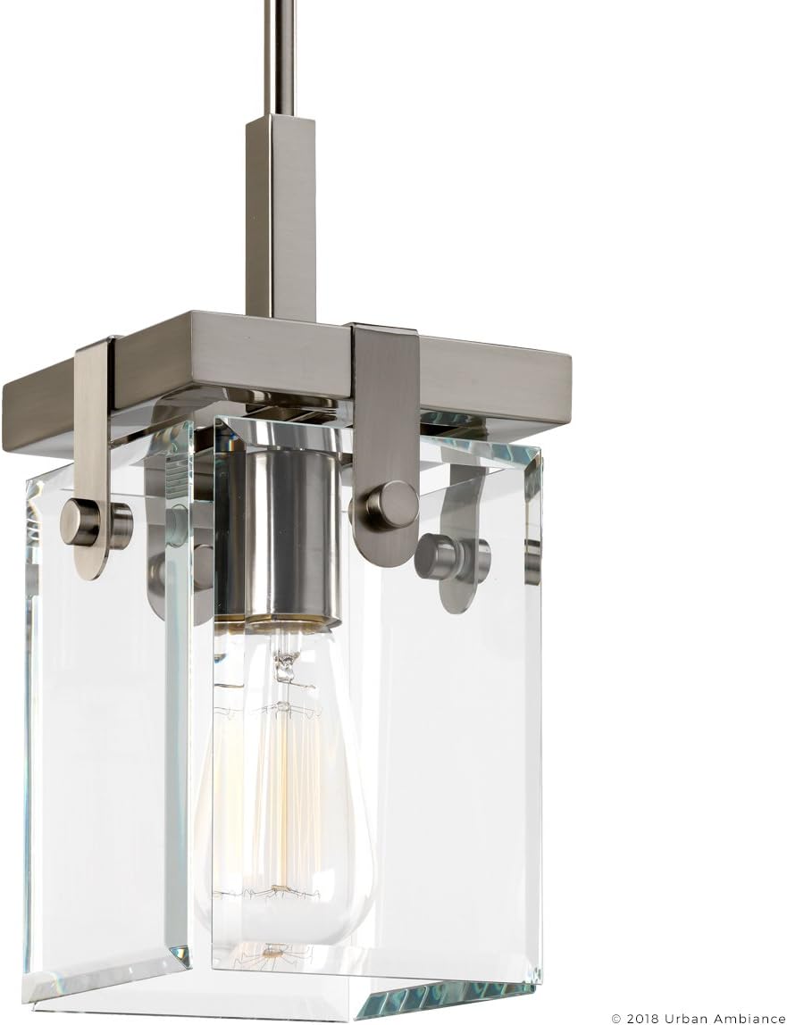 Urban Ambiance Farmhouse Pendant Light - Brushed Nickel and Clear Shade
