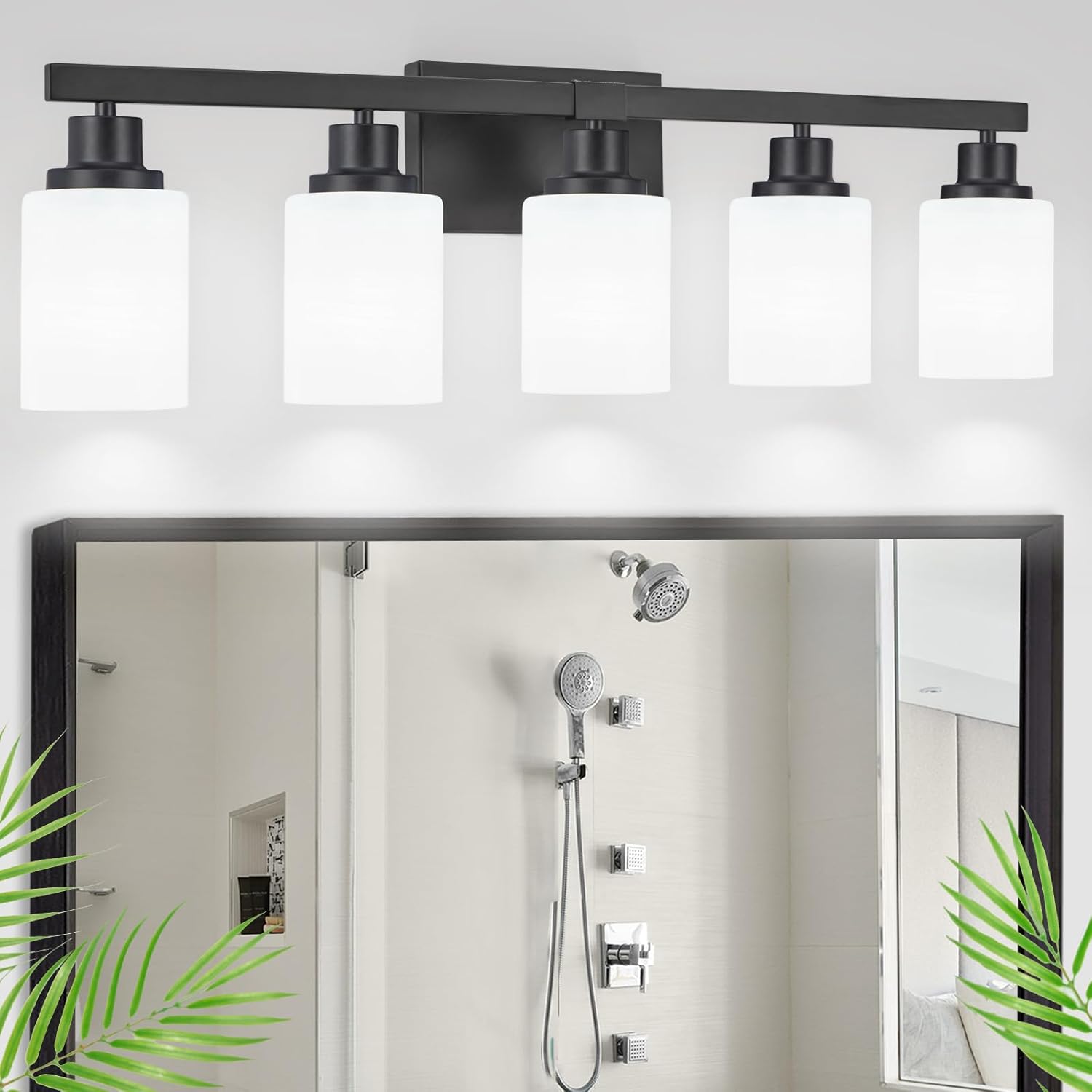 DIKAIDA 5-Light Matte Black Vanity Light Fixture
