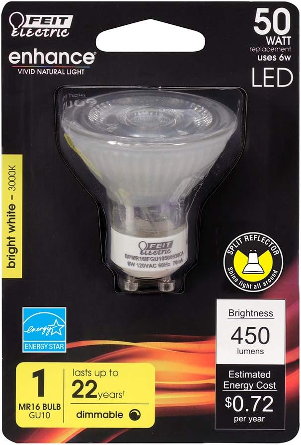 Feit Electric 6 Pack MR16 GU10 LED Bulbs 50W Equivalent Dimmable