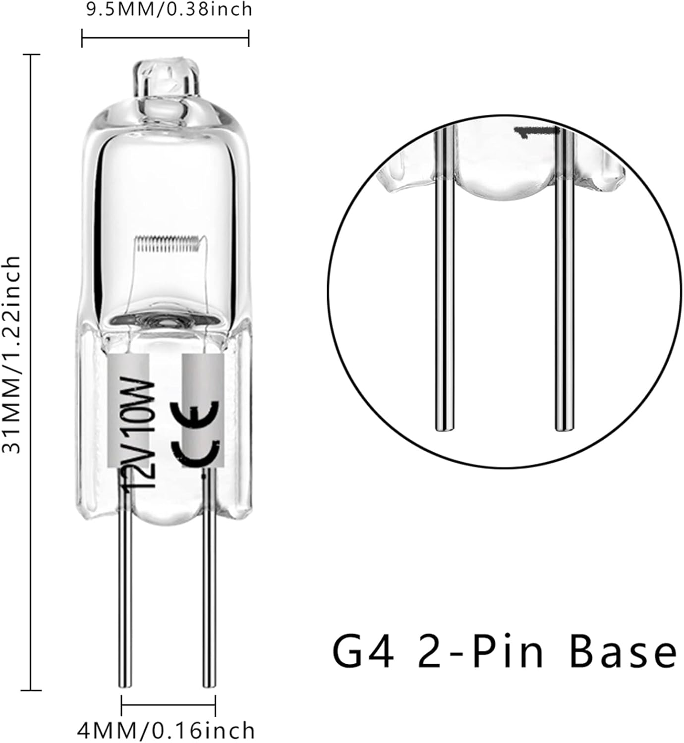 EKSAVE 10W Halogen Bulbs G4 12V 12 Pack Dimmable