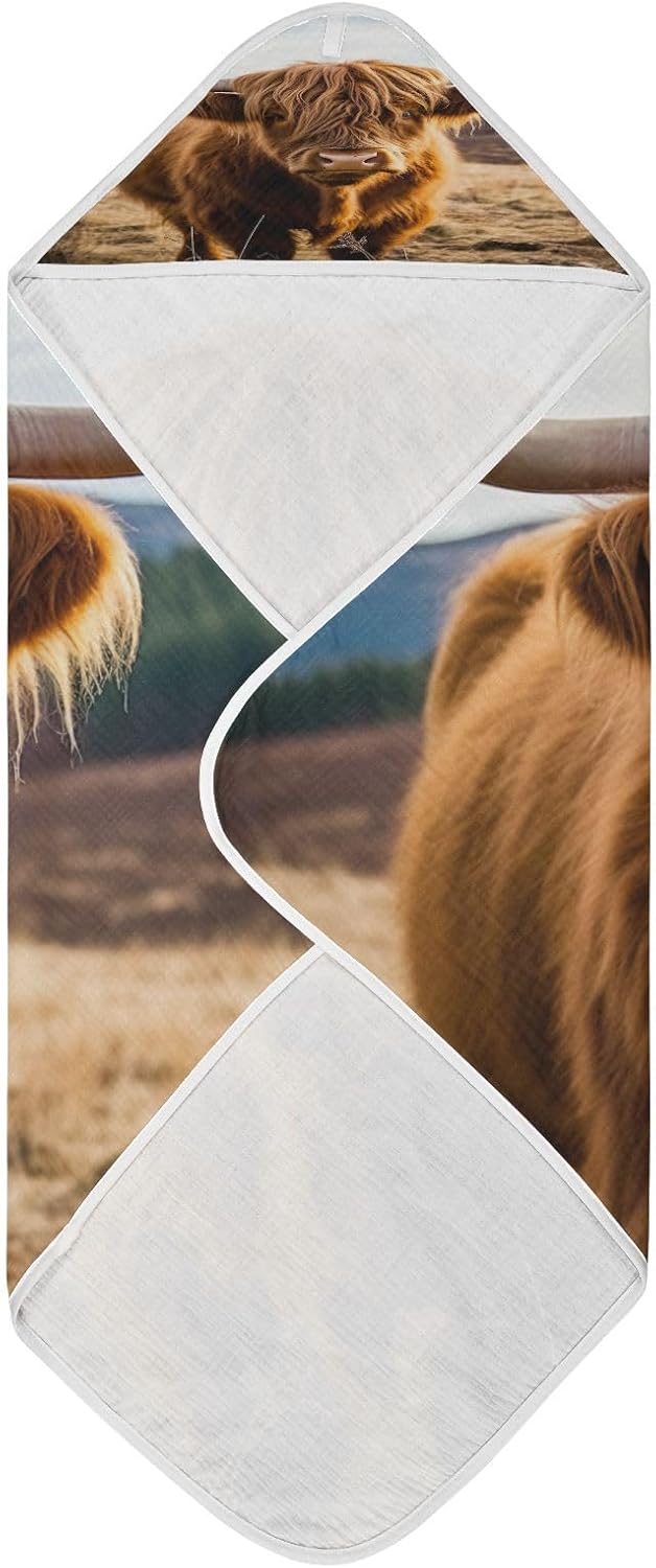 YETTASBIN Highland Cow Baby Towel Ultra Soft Absorbent Cotton