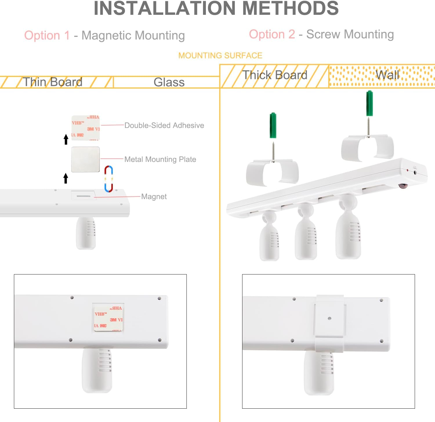 LUXSWAY 3-Head Dimmable Under Cabinet Track Light with Remote