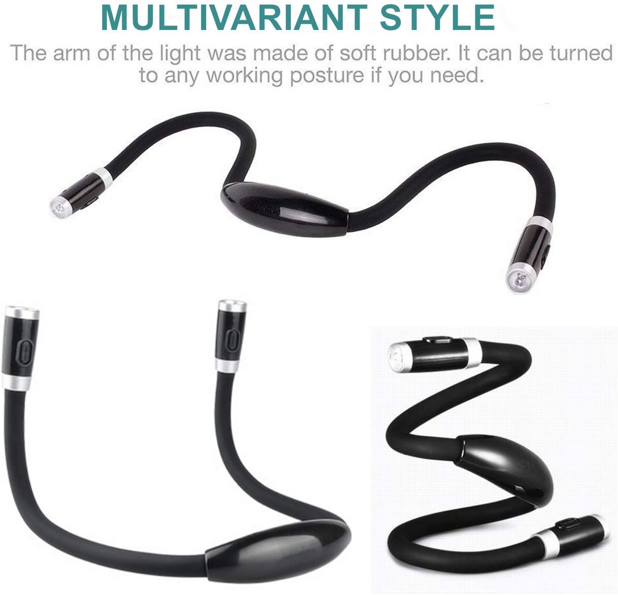 Betensh Rechargeable LED Book Light with Flexible Arm