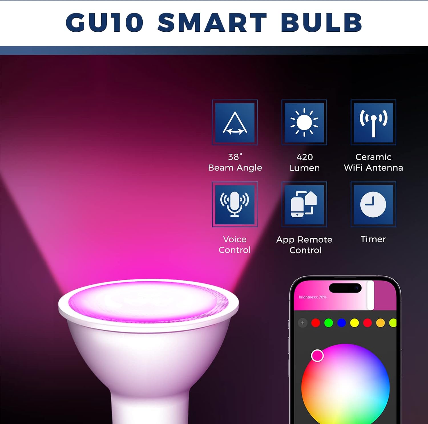 GU10 Smart LED Bulbs 50W Equivalent 4PCS