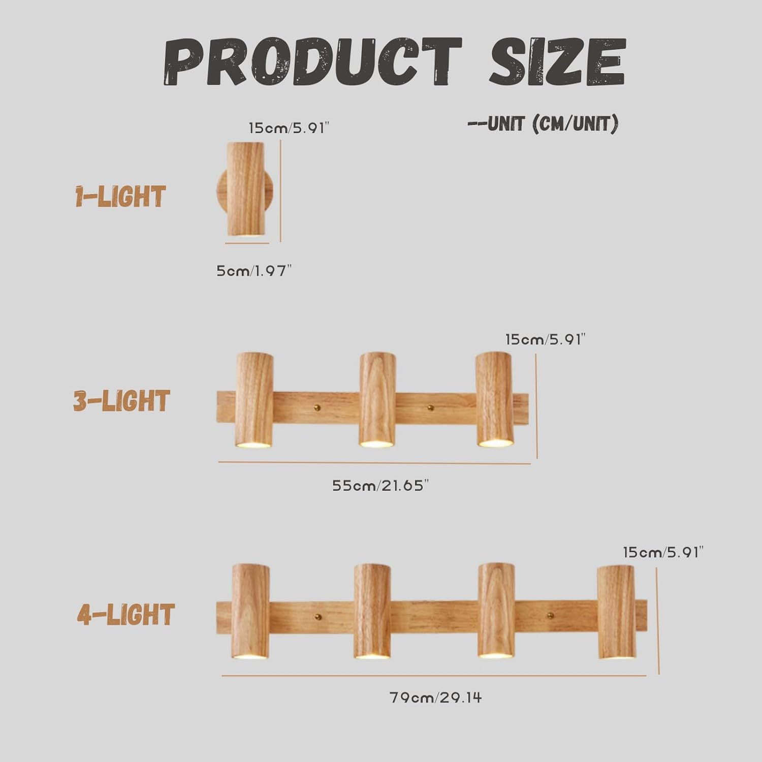 Dachsy Wood Track Lighting Adjustable Wall Sconce LED