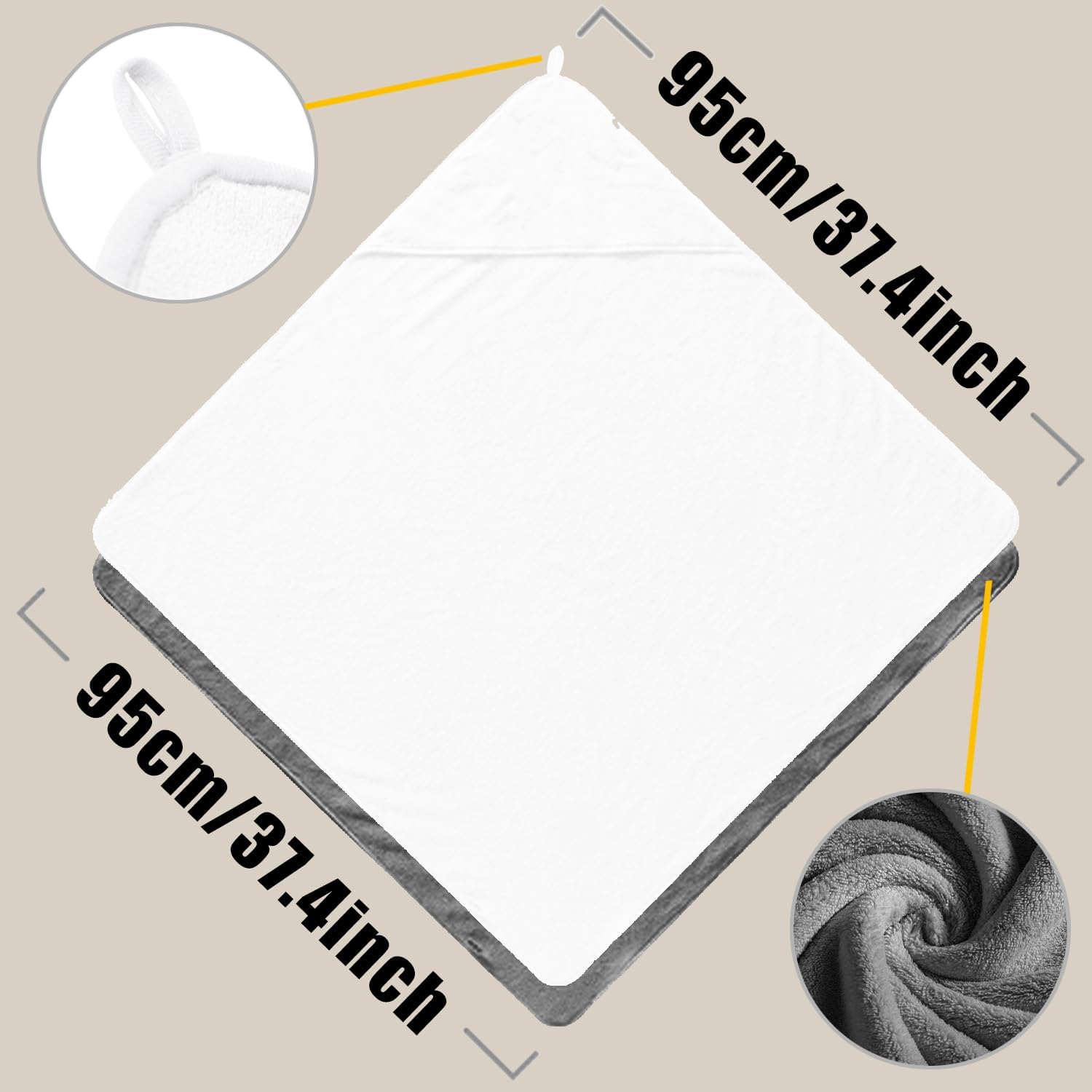 Vaxaape Hooded Baby Towels 2 Pack Grey and White 1