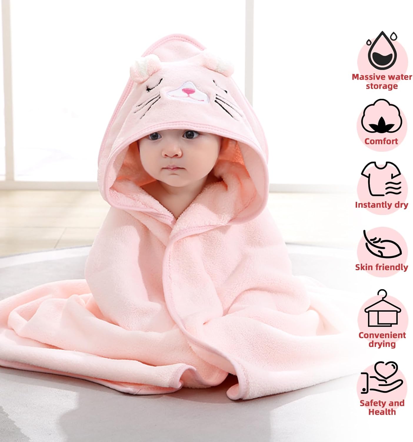 kmilro Baby Hooded Towel 4-Pack Soft Absorbent