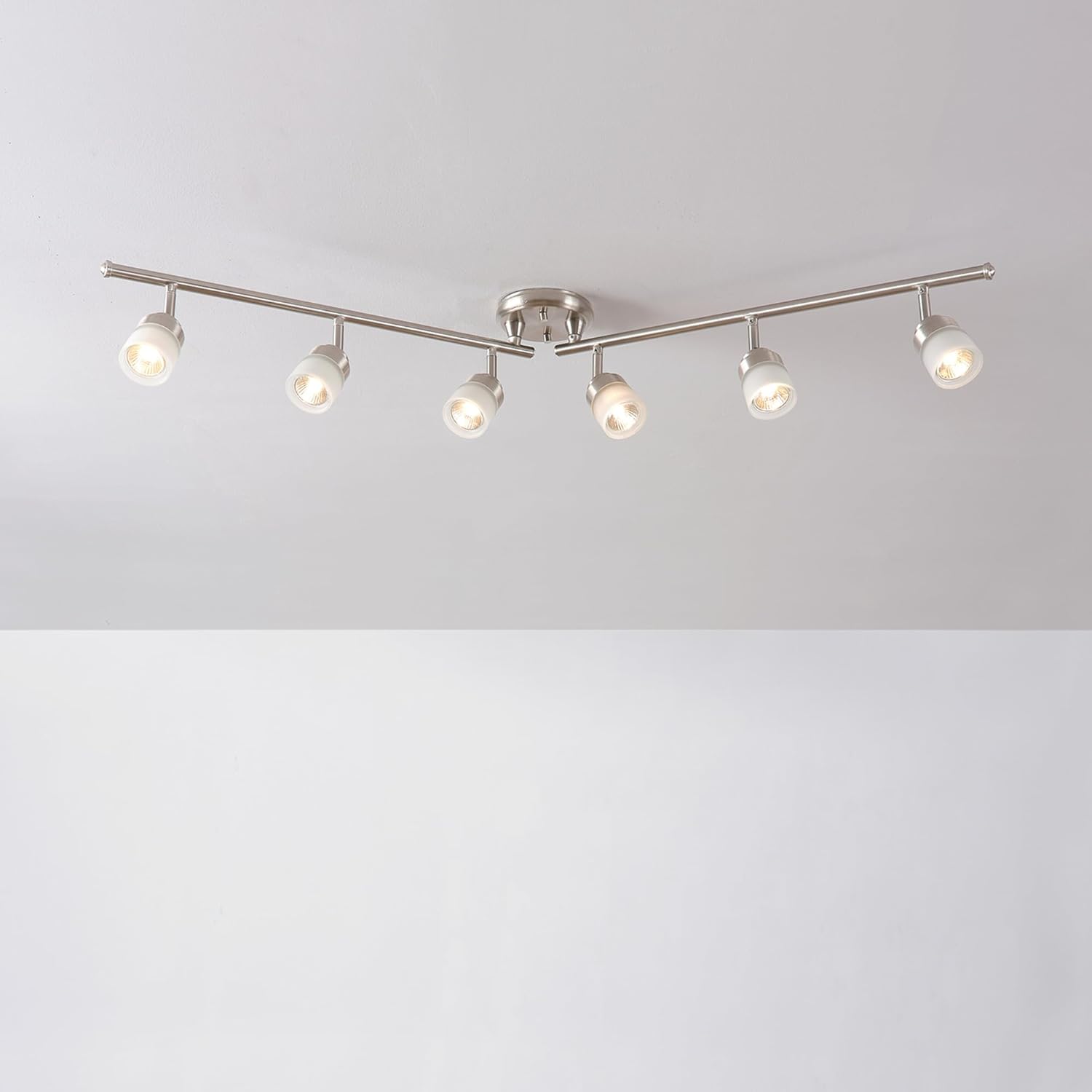 Globe Electric 59865 6-Light Foldable Track Light with Frosted Glass Shades