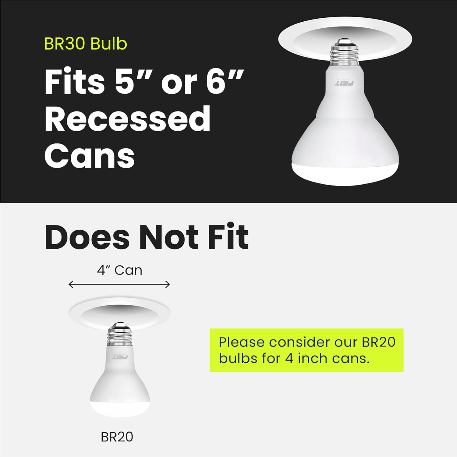 Feit Electric BR30 LED Light Bulb 65W Equivalent 6 Pack