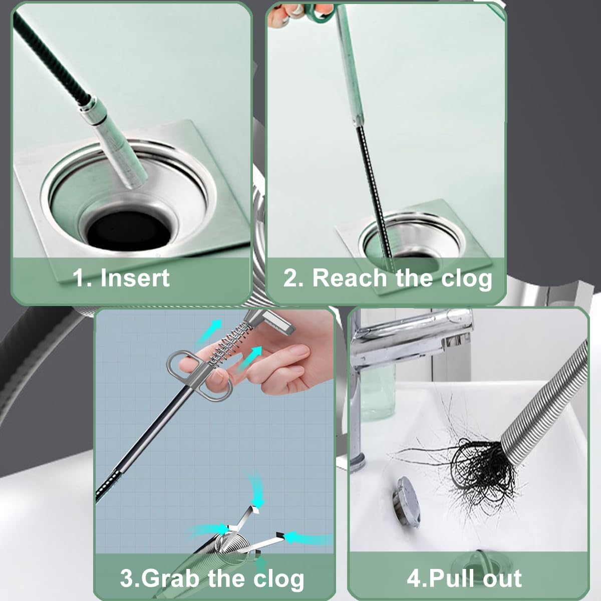 ANLEBUY Drain Snake Hair Clog Remover 120 Inch Flex Tool