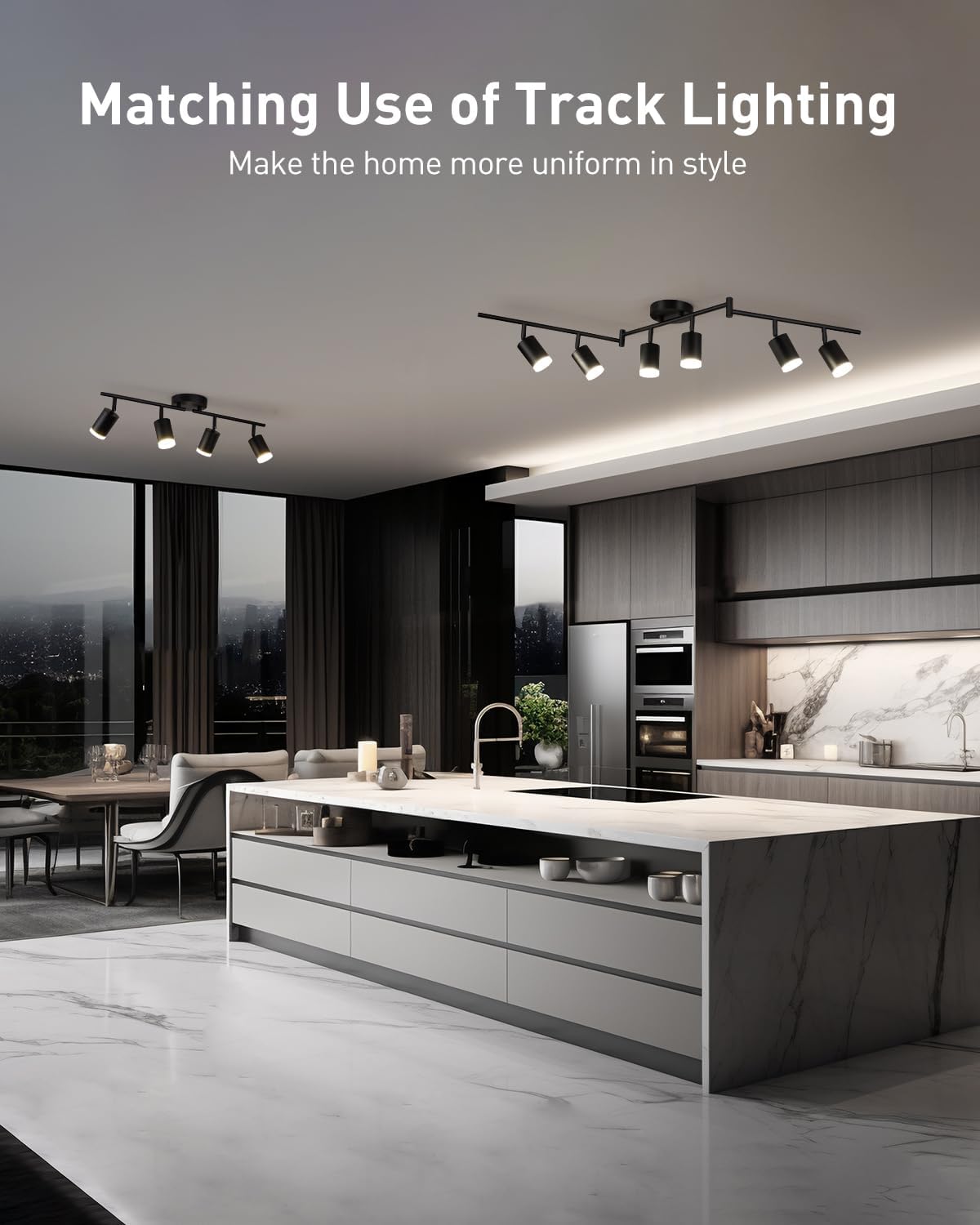 Bojim 4-Light LED Track Lighting Kit Black