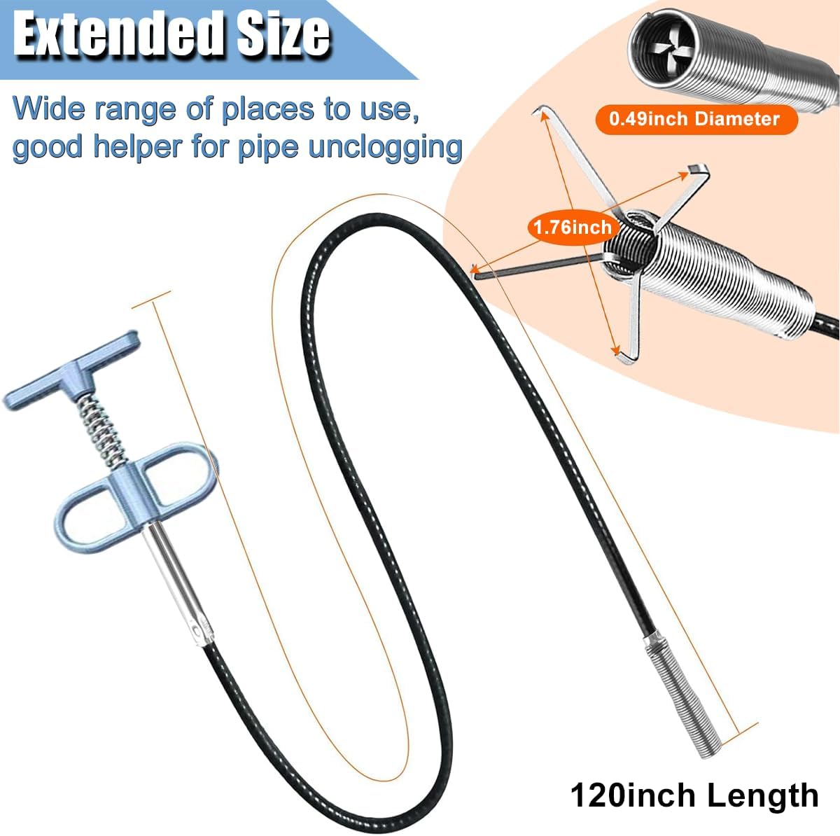 ANLEBUY Drain Snake Hair Clog Remover 120 Inch Flex Tool