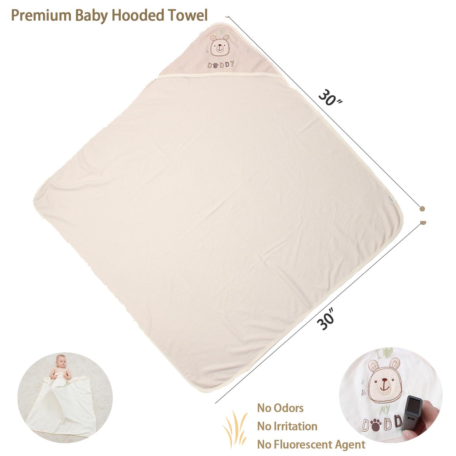 6 Pack Baby Hooded Towel and 5 Washcloths Set