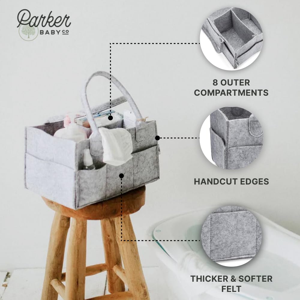 Parker Baby Co Diaper Caddy - Gray Large