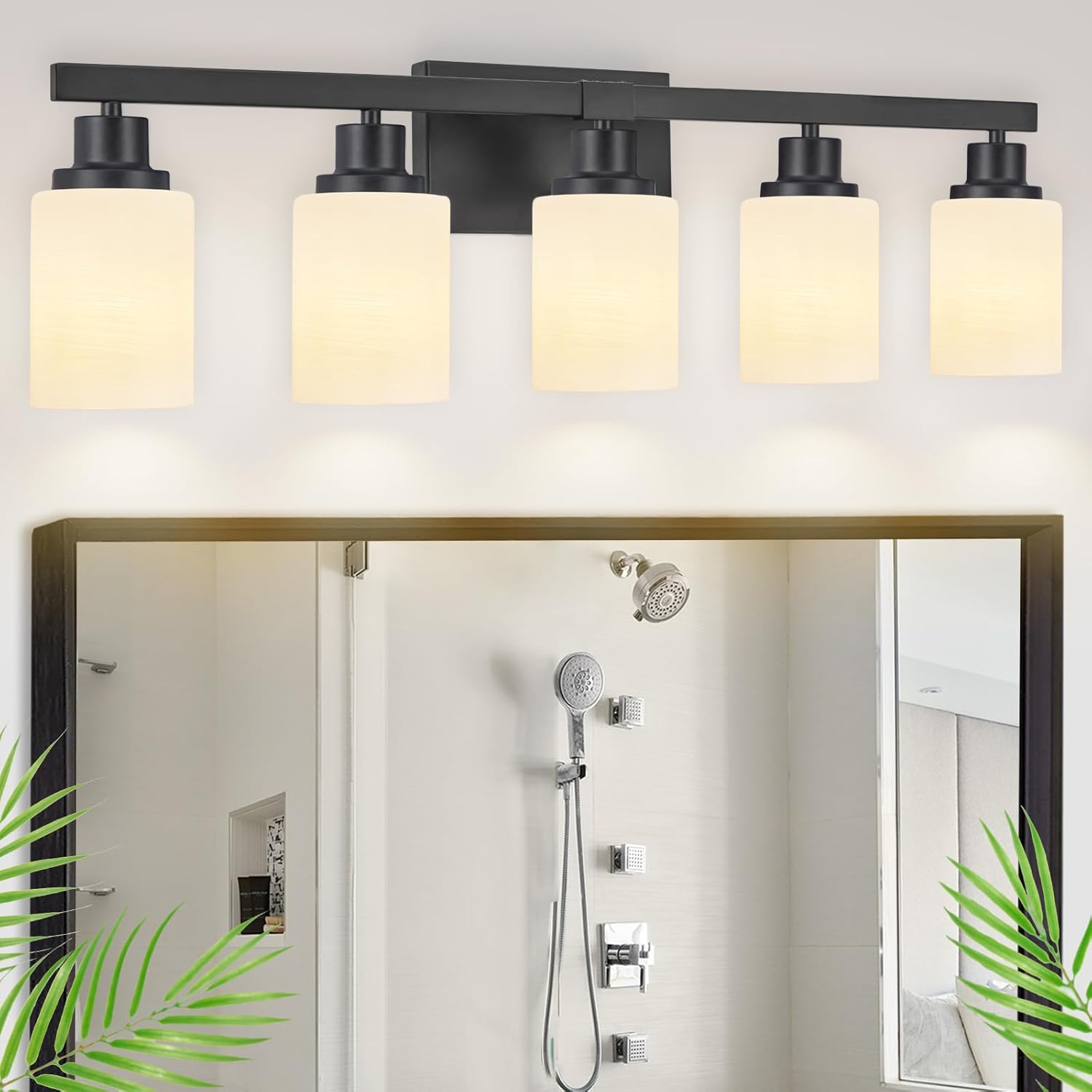 DIKAIDA 5-Light Matte Black Vanity Light Fixture