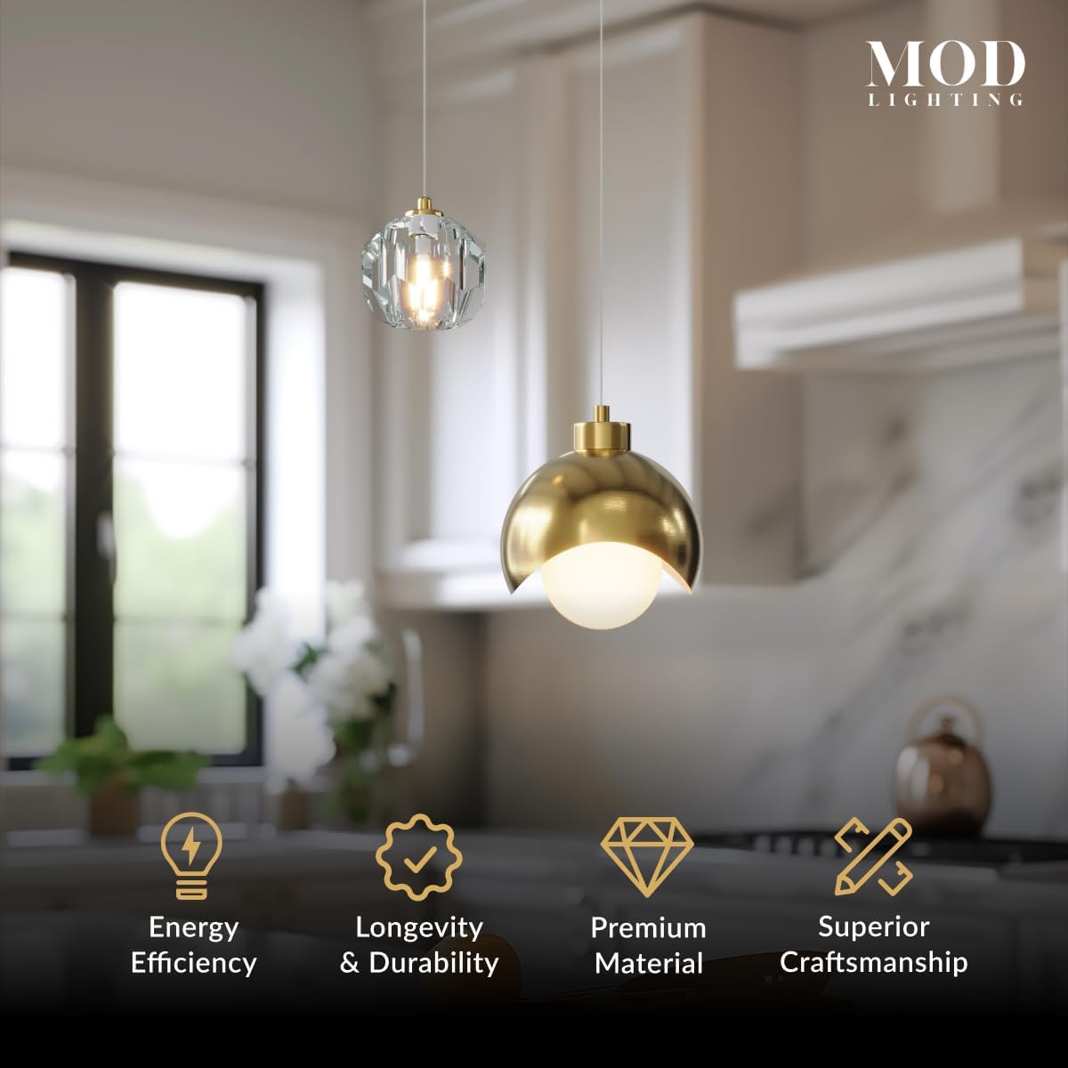 MOD LIGHTING Diana Modern Gold Pendant Light Fixtures 1