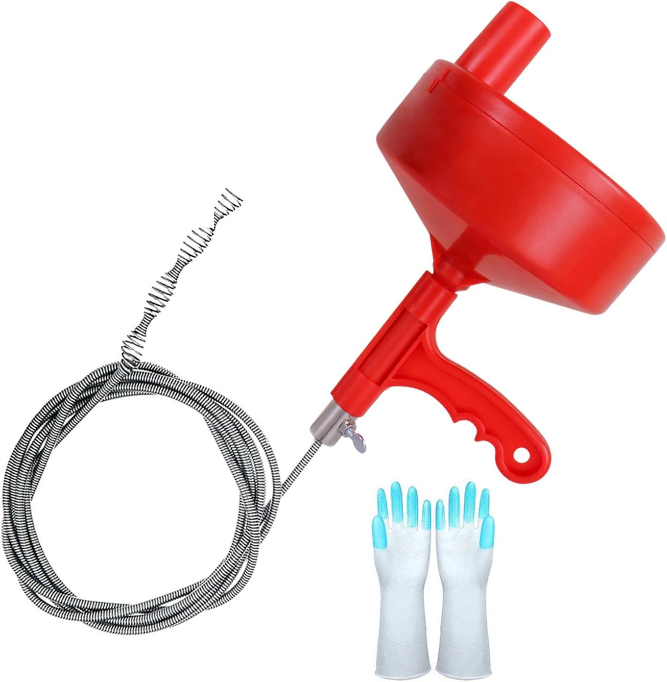 KINGLEV 35-Ft Drum Auger Drain Cleaner with Gloves