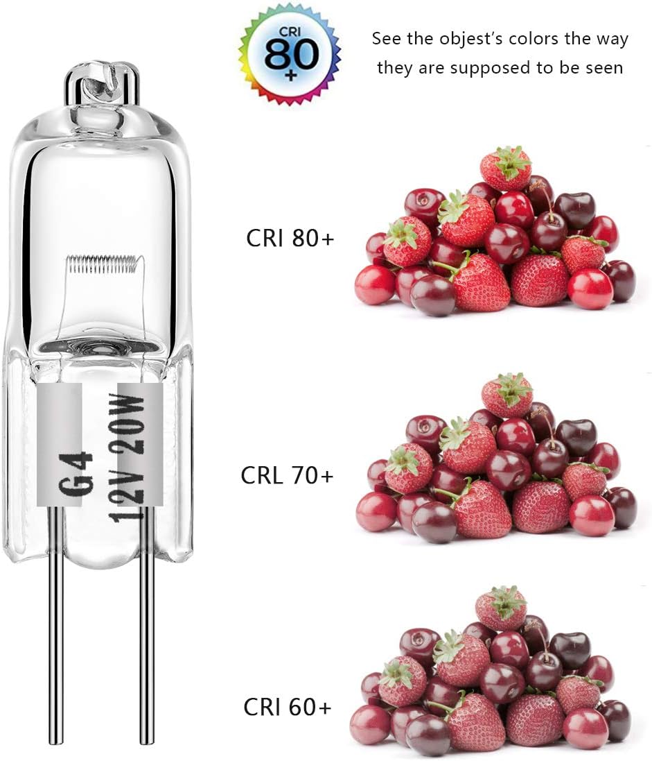 AHEVO 20W 12V Warm White G4 Bi-Pin Halogen Bulb 12 Pack