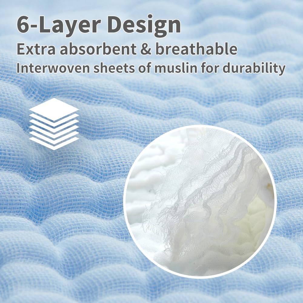 LAnge Muslin Hooded Baby Towel - 6 Layers 100 Cotton 315x315 in 1