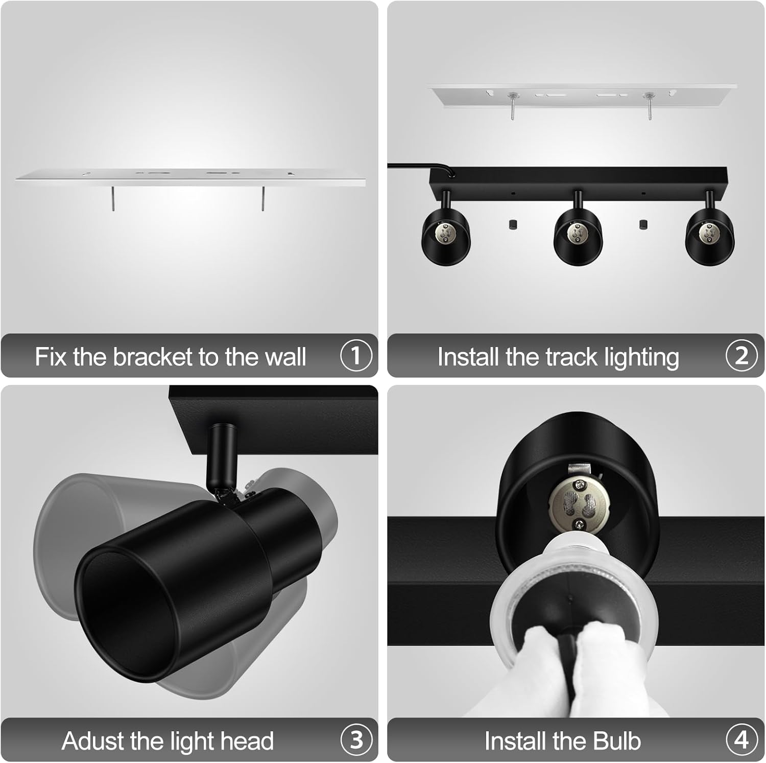 Bricosmocon 3 Light Black Track Lighting Ceiling Fixtures