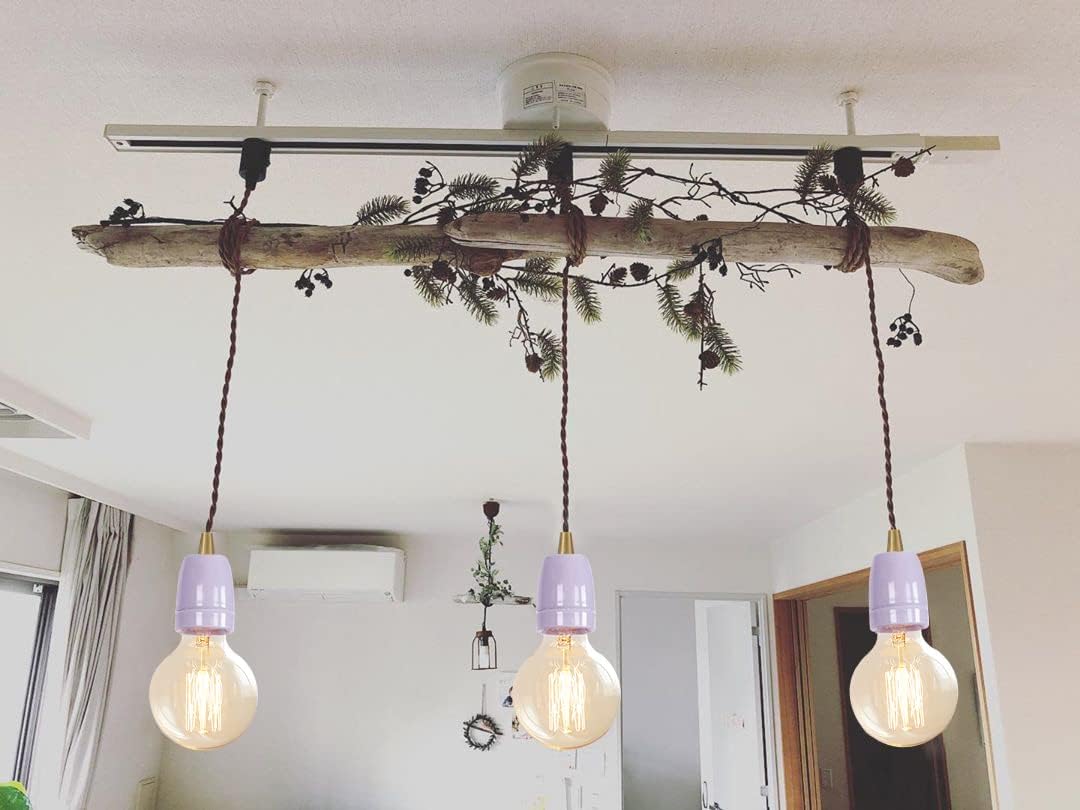 KAYYELAMP Purple E26 Ceramic Track Pendant Light Set of Three 1