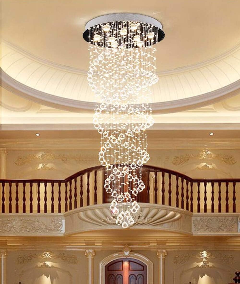 LED Hanging Chandelier with Double Spiral Crystal Design