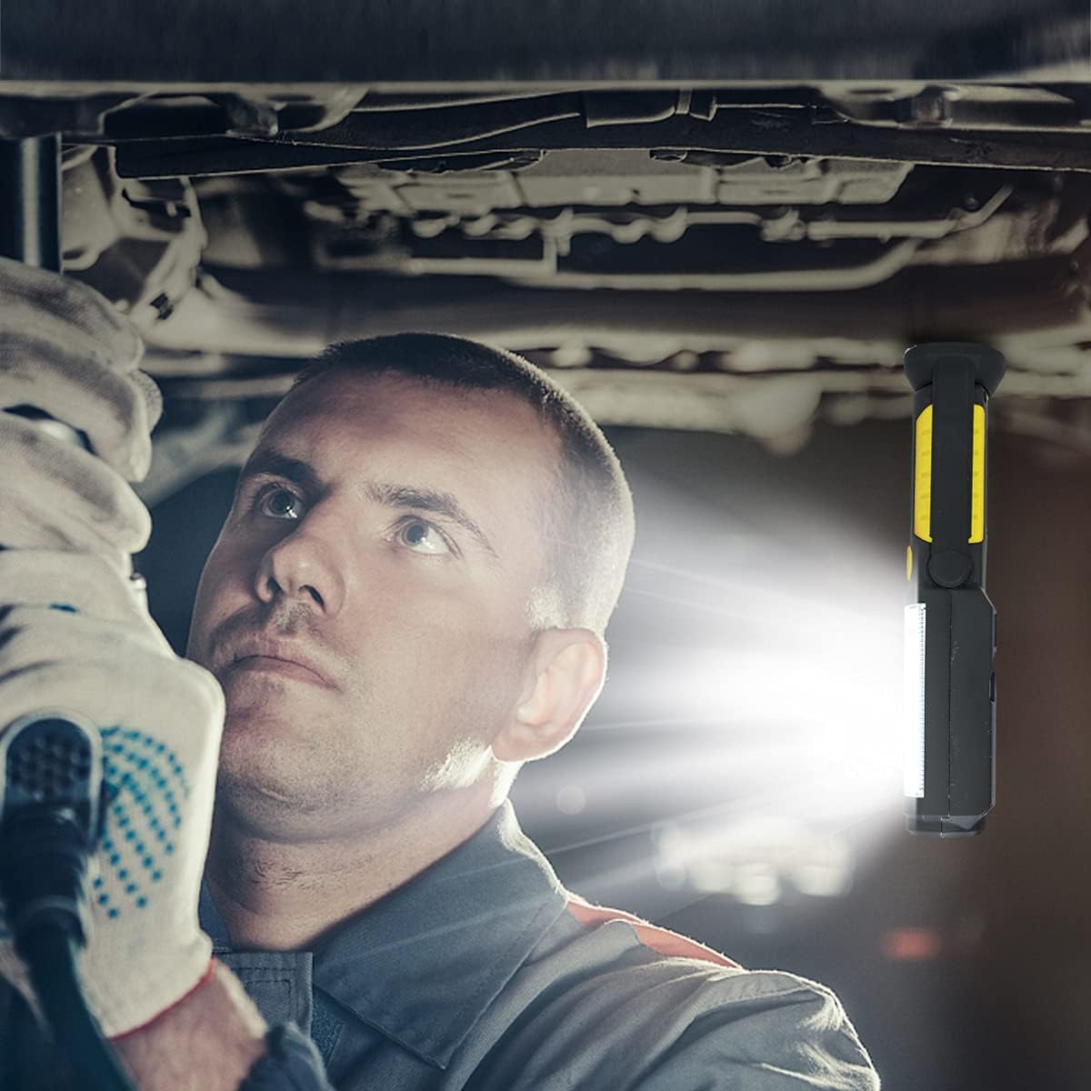 HEDAQI Rechargeable LED Work Light with Magnetic Hook and Swivel Base