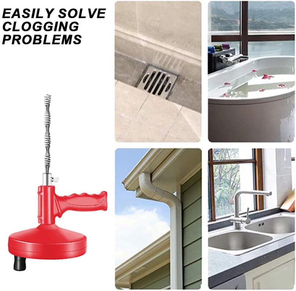 Simplelisa 32 Feet Manual Drain Auger Set with Hair Snake Strainer Gloves