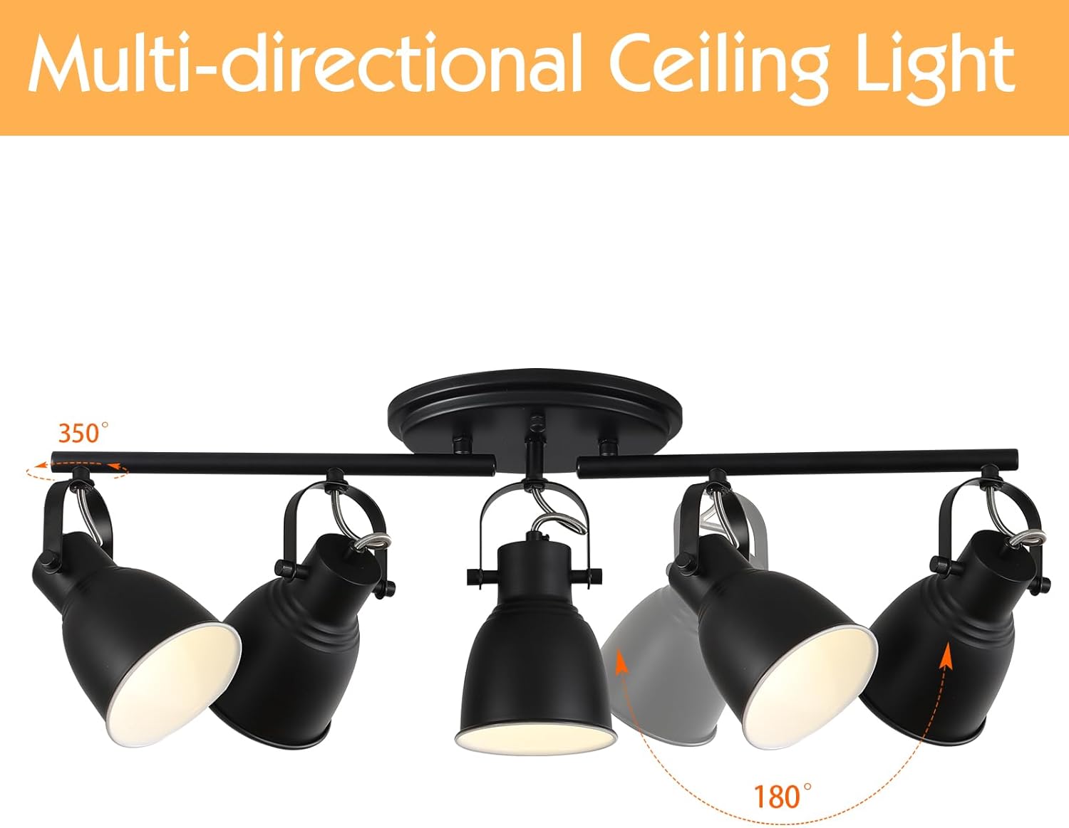 KEESFU 5 Light Track Lighting Fixtures Ceiling Black Modern