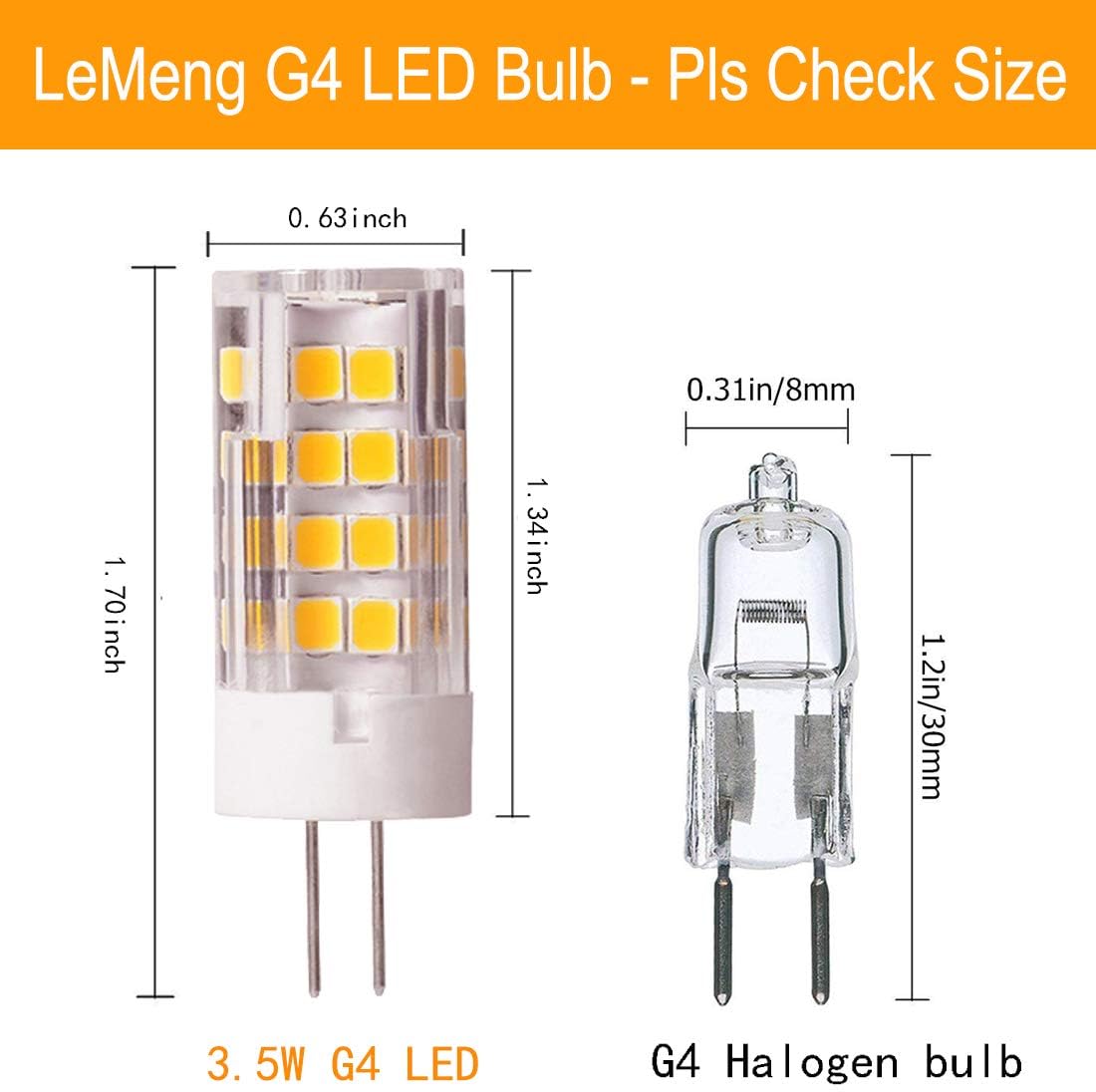 LEMENG G4 35W 12VACDC Warm White LED Bulb Pack of 6