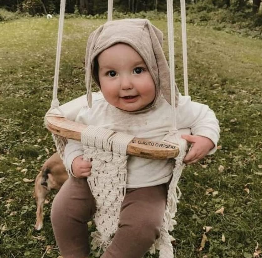 Handmade Macrame Baby Swing Natural Rope Hammock for Kids